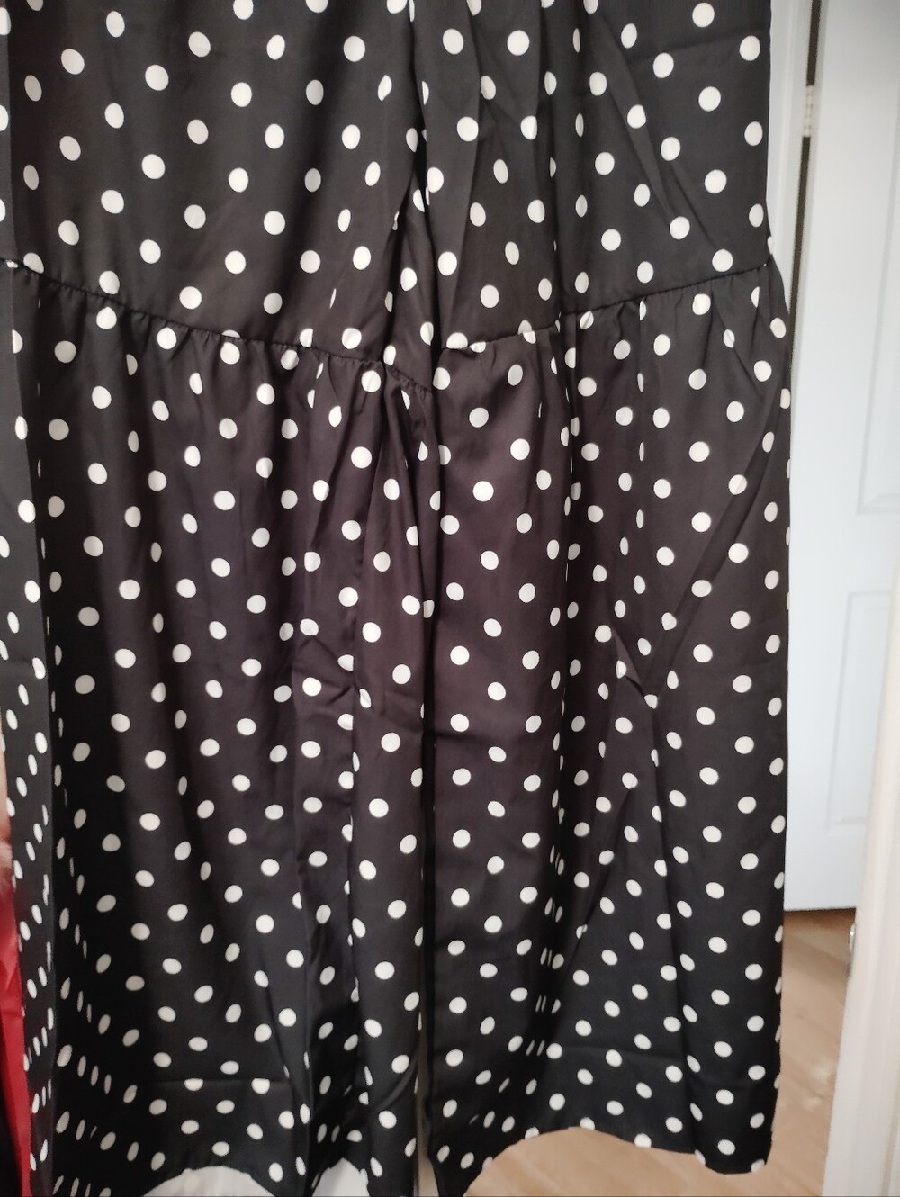 Source Unknown Black and White Polka Dot Midi Skirt